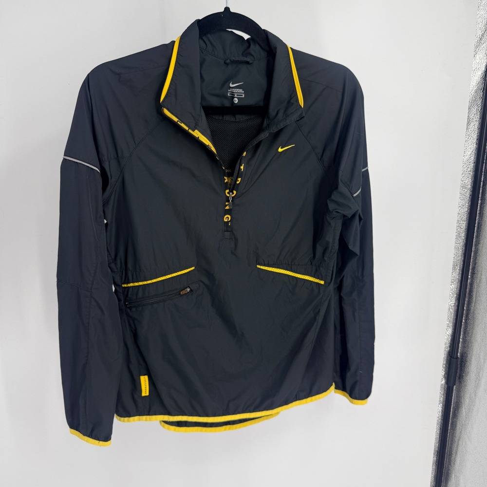 Nike Livestrong Womens Black Yellow Quarter Zip Windbreaker Jacket M Athletic